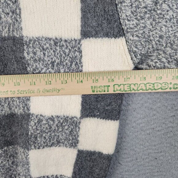 Vtg Wool Sweater Medium Black White Gray Checkered Pullover Boys Youth Unisex - Picture 6 of 11